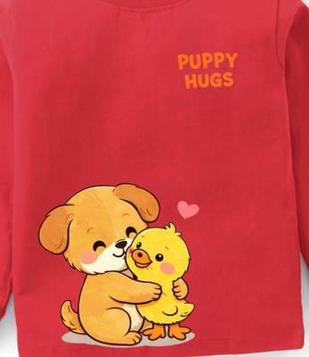 Boys cotton red best friends cuddle printed nightsuit 5