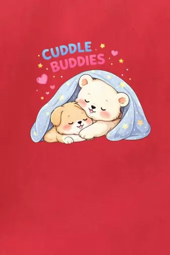 Boys cotton red cuddle buddies printed nightsuit