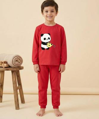 Boys cotton red kind days panda printed nightsuit 1