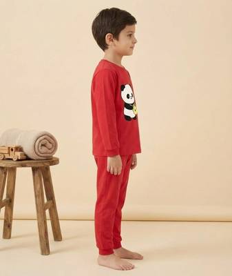 Boys cotton red kind days panda printed nightsuit 3
