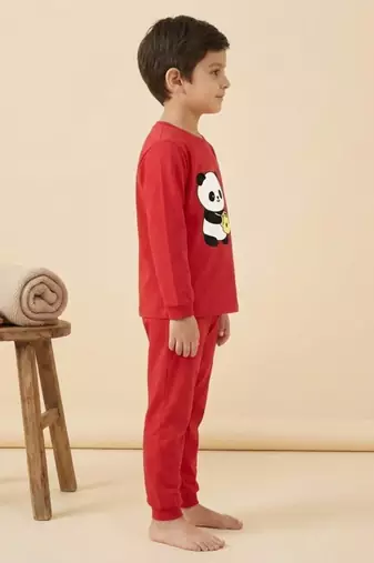Boys cotton red kind days panda printed nightsuit