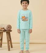 Boys cotton sea green bedtime buddies printed nightsuit