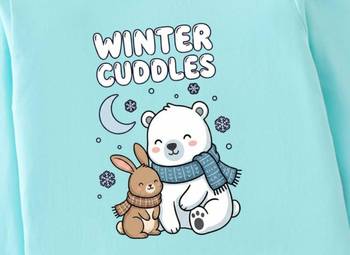 Boys cotton sea green cuddly winter printed nightsuit 5