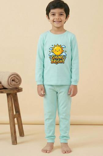 Boys cotton sea green shine bright sun printed nightsuit