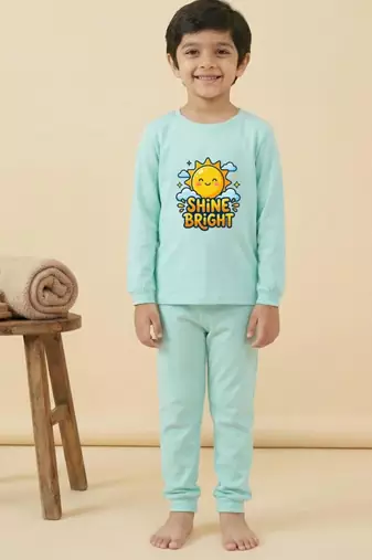 Boys cotton sea green shine bright sun printed nightsuit