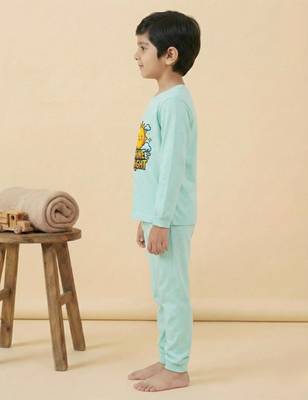 Boys cotton sea green shine bright sun printed nightsuit 3