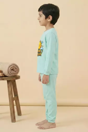 Boys cotton sea green shine bright sun printed nightsuit