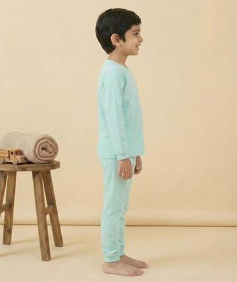 Boys cotton sea green cute sloth boba printed nightsuit 3
