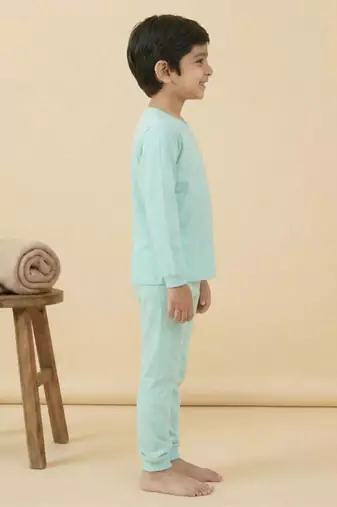 Boys cotton sea green cute sloth boba printed nightsuit