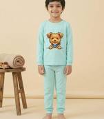 Boys cotton sea green happy puppy printed nightsuit
