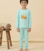 Boys cotton sea green starry night fox printed nightsuit