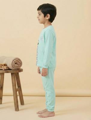 Boys cotton sea green cute koala crew printed nightsuit 3