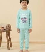 Boys cotton sea green sleepy baby elephant printed nightsuit