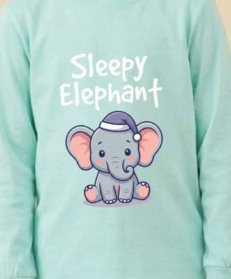 Boys cotton sea green sleepy baby elephant printed nightsuit 5