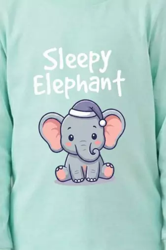 Boys cotton sea green sleepy baby elephant printed nightsuit