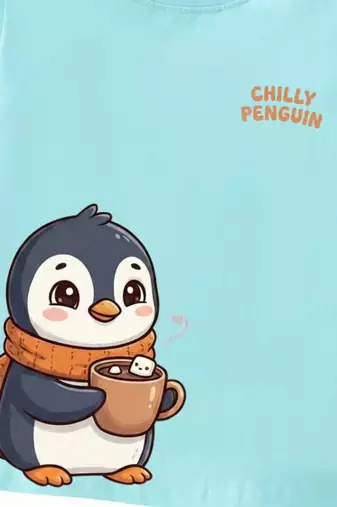 Boys cotton sea green chilly penguin printed nightsuit