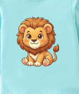 Boys cotton sea green kawaii baby lion printed nightsuit 5
