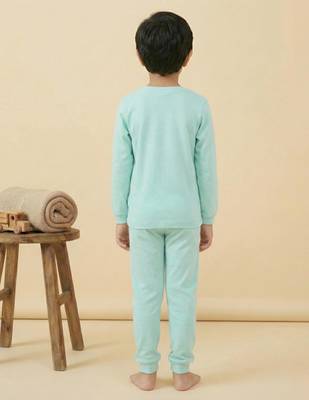 Boys cotton sea green foxy fun ride printed nightsuit 2
