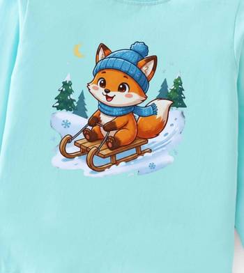Boys cotton sea green foxy fun ride printed nightsuit 5