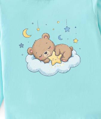Boys cotton sea green bedtime bear printed nightsuit 5