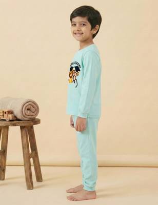 Boys cotton sea green animal academy printed nightsuit 3