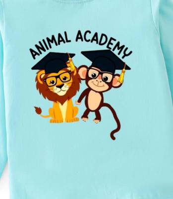 Boys cotton sea green animal academy printed nightsuit 5