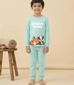 Boys cotton sea green best friends dream printed nightsuit