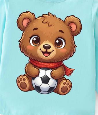 Boys cotton sea green soccer bear printed nightsuit 5