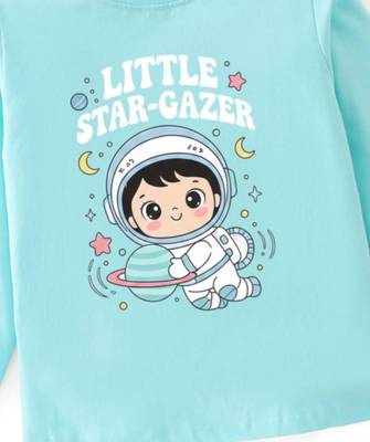 Boys cotton sea green space explorer printed nightsuit 5