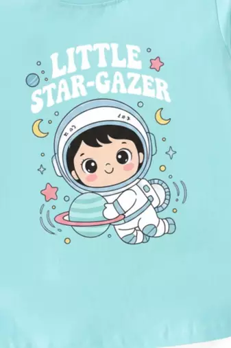 Boys cotton sea green space explorer printed nightsuit