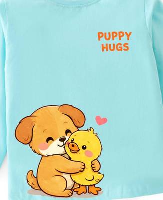 Boys cotton sea green best friends cuddle printed nightsuit 5