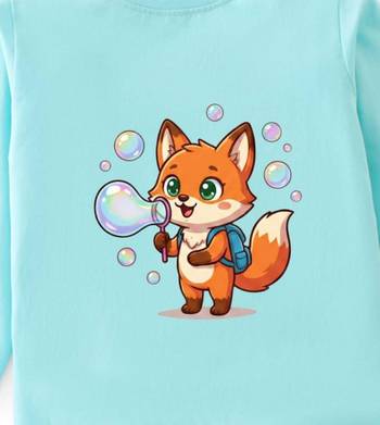 Boys cotton sea green bubble fox printed nightsuit 5