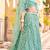 Turquoise net wedding wear lehenga choli set with embroidery & sequin work