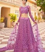Purple wedding wear lehenga choli set with embroidery & sequin work