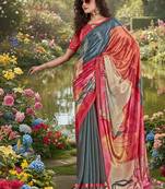 multicolor premium printed saree with blouse