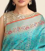 Blue Pure Bandhej Patola Silk Saree Silk Blend Saree With Blouse Piece