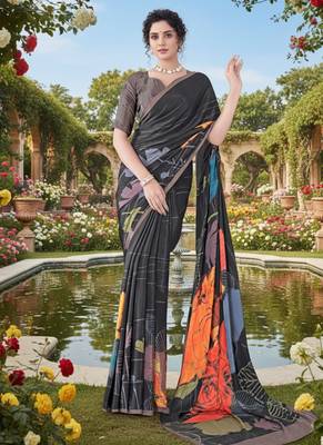 multicolor premium printed saree with blouse 3