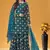 teal blue faux georgette embroidered sequins & mirror work palazzo suit