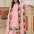 baby pink faux georgette embroidered sequins & mirror work palazzo suit
