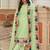 green faux georgette embroidered sequins & mirror work palazzo suit