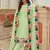 green faux georgette embroidered sequins & mirror work palazzo suit