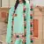 turquoise faux georgette embroidered sequins & mirror work palazzo suit