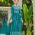 blue faux georgette embroidered sequins & mirror work palazzo suit