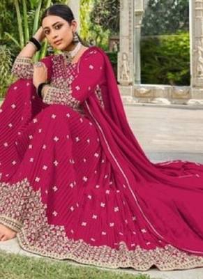 red faux georgette embroidered sequins & mirror palazzo suit 2