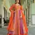 orange silk embroidered sequin anarkali suit