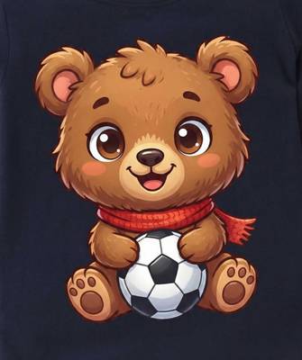 Boys cotton navy blue soccer bear printed nightsuit 5