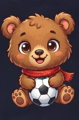 Boys cotton navy blue soccer bear printed nightsuit