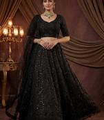 Sparkling Black Embroidered Net Reception Wear Lehenga Choli