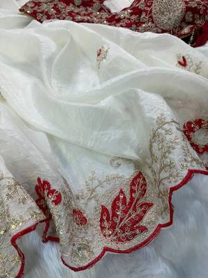 white organza tissue saree with heavy embroidery 4