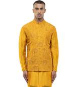 Yellow embroidered georgette Kurta Bandi set